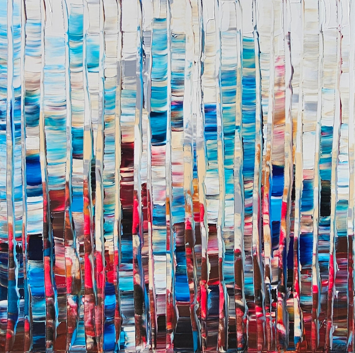 La forêt aux reflets rouges 48x48